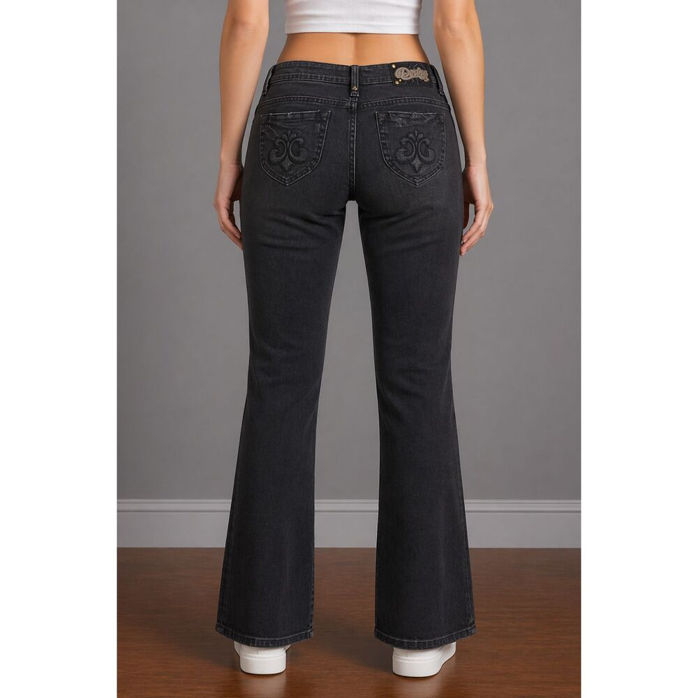 Dereon Beyonce Bootcut Jeans Rhinestone Streetwear Black 9/10